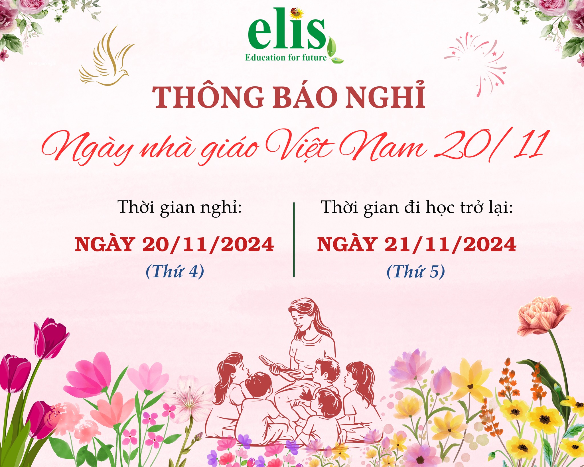 THÔNG BÁO NGHỈ HỌC NGÀY NHÀ GIÁO VIỆT NAM 20/11