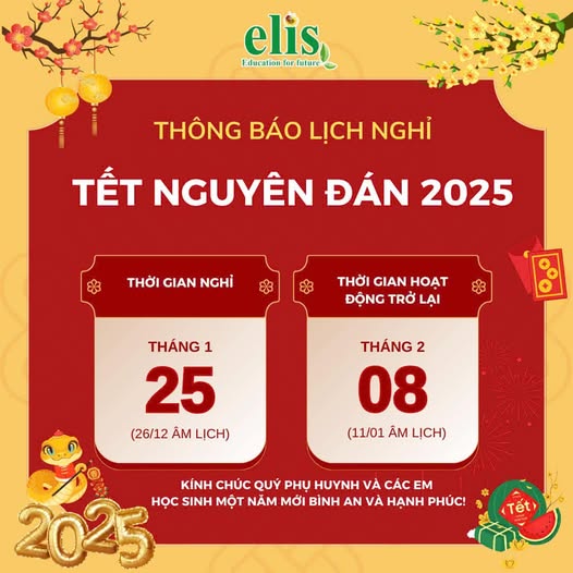 THÔNG BÁO NGHỈ TẾT NGUYÊN ĐÁN ẤT TỴ 2025